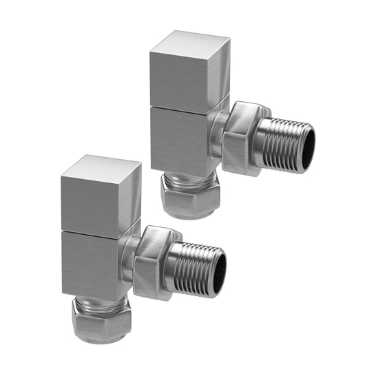 Brushed Stainless Square Angled Radiator Valves