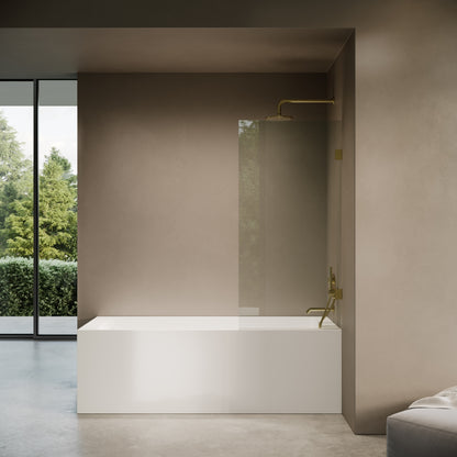 Cabina Brushed Gold Frameless Hinged Bath Shower Screen 800mm