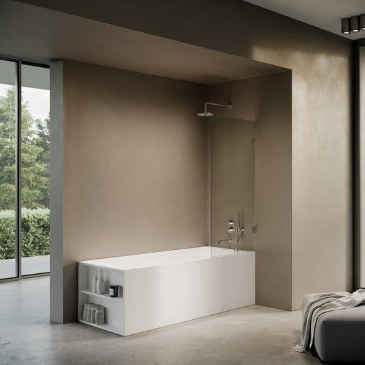 Cabina Chrome Frameless Hinged Bath Shower Screen 800mm