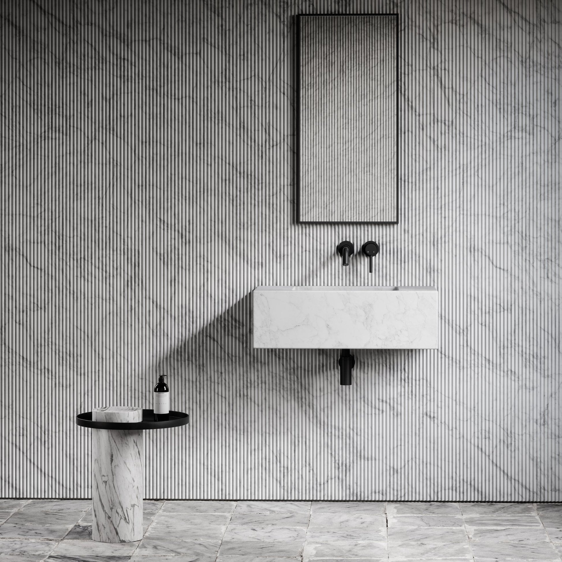 Calla Carrara Marble Wall Hung Basin 700mm