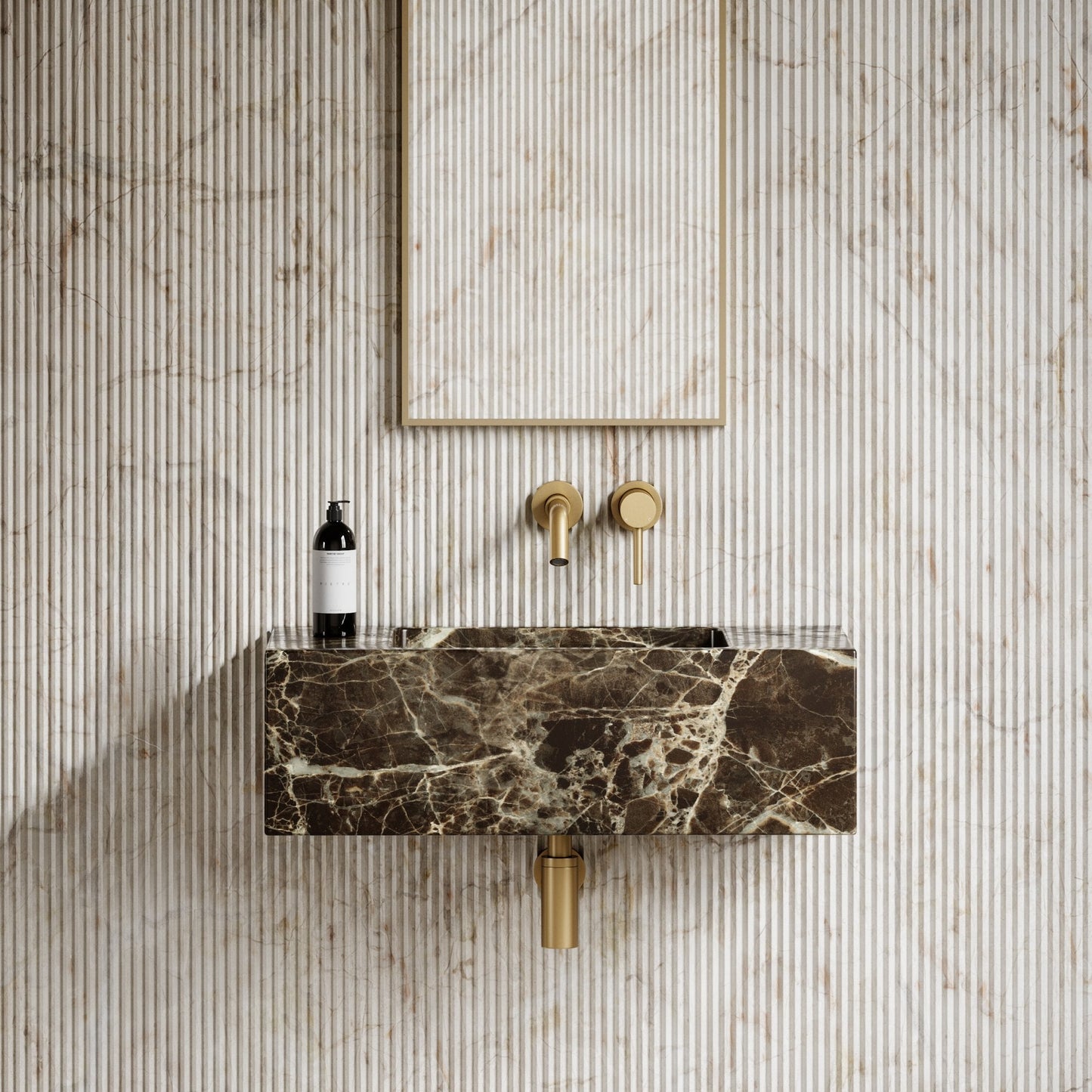 Calla Dark Emperador Marble Wall Hung Basin 700mm