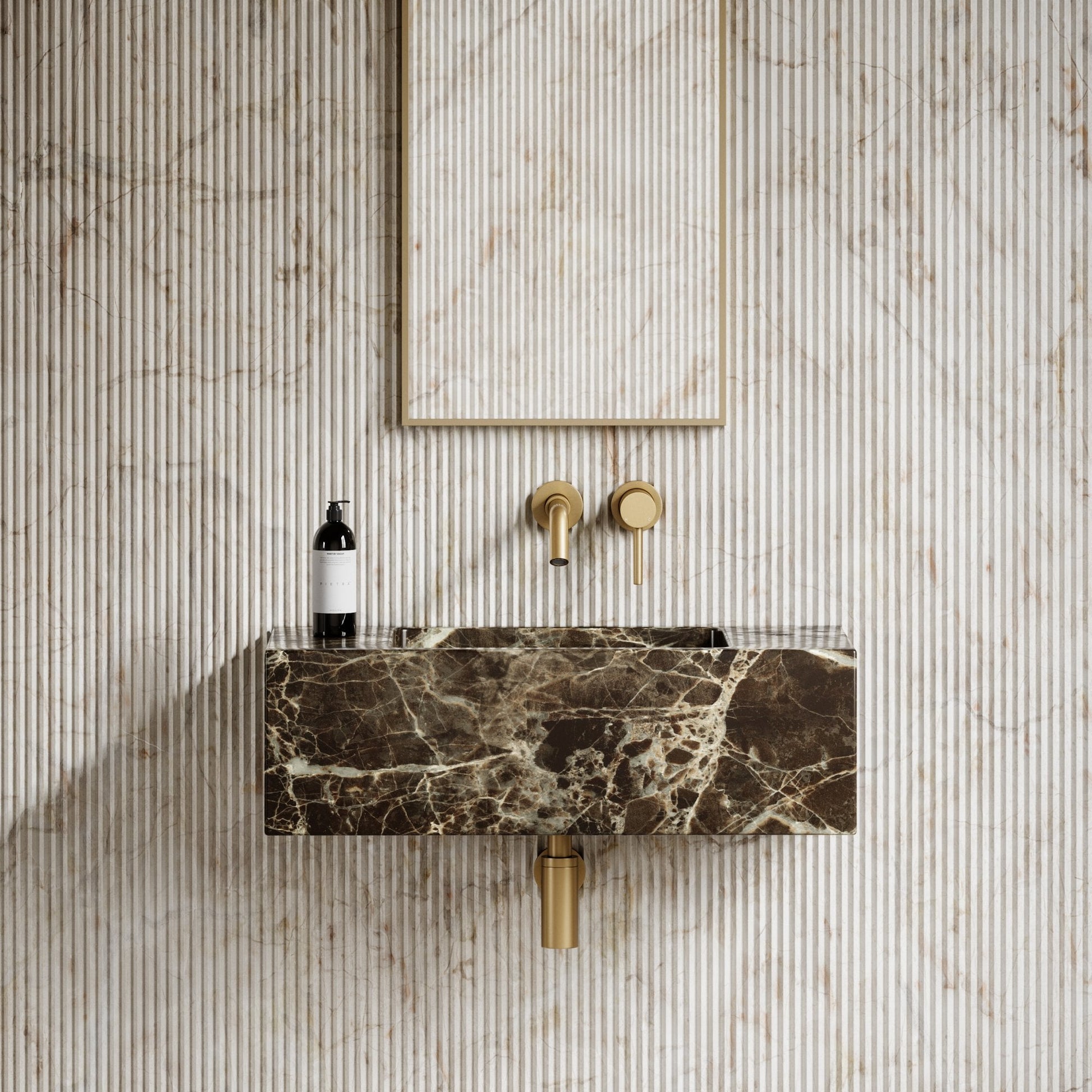 Calla Dark Emperador Marble Wall Hung Basin 700mm