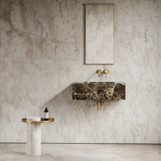 Calla Dark Emperador Marble Wall Hung Basin 700mm