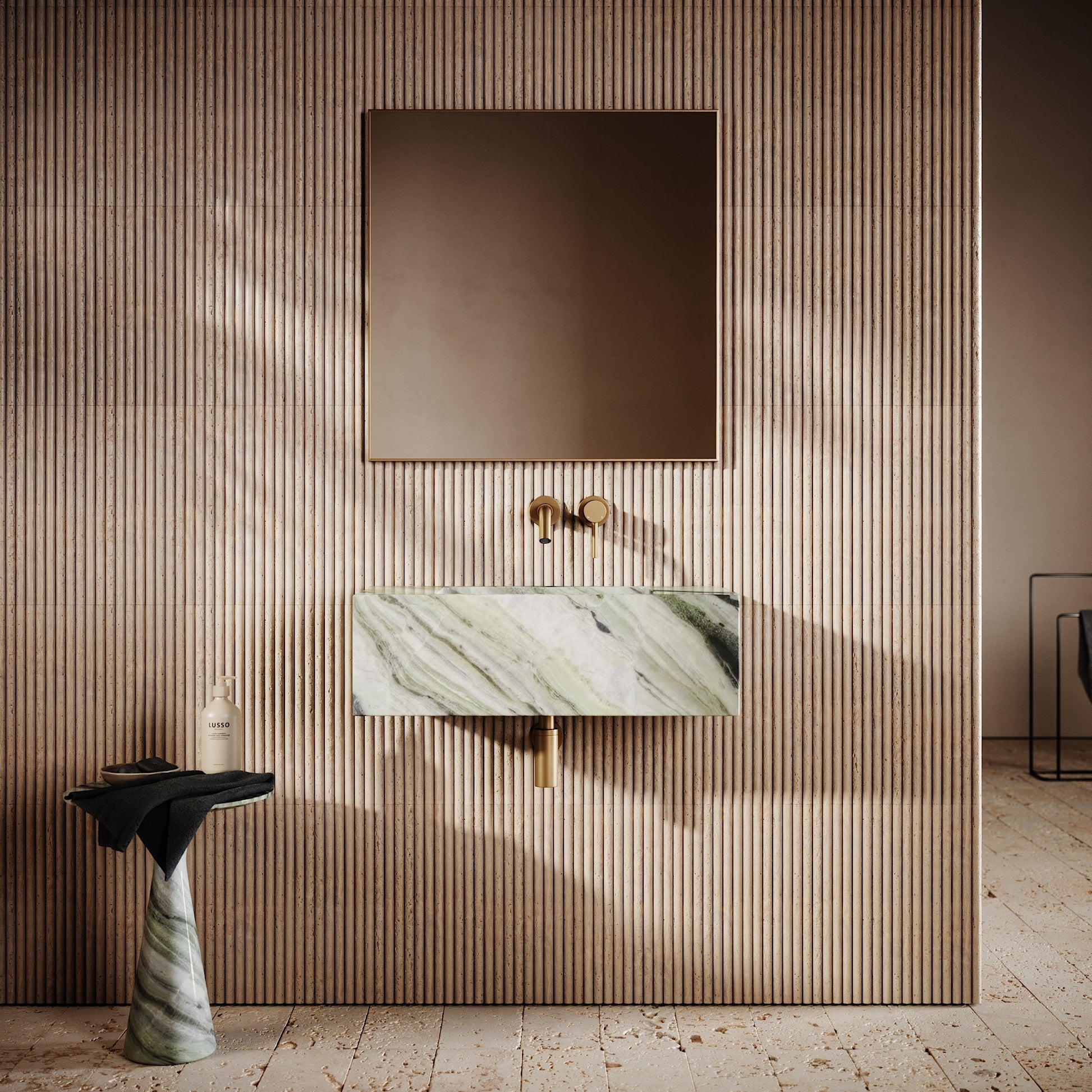 Calla Jade Green Marble Wall Mounted Basin 700mm