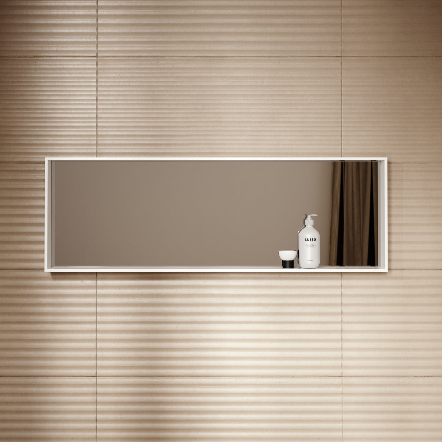 Calvi Matte White Stone Mirror with Shelf 1200mm