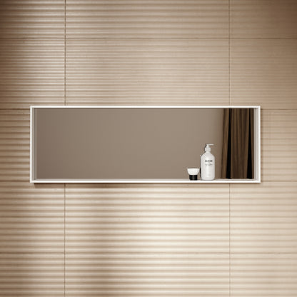 Calvi Matte White Stone Mirror with Shelf 1200mm