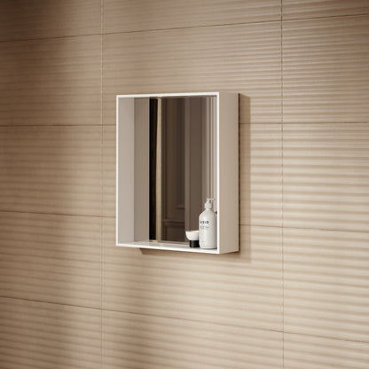 Calvi Matte White Stone Mirror with Shelf 500mm