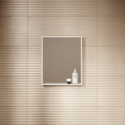 Calvi Matte White Stone Mirror with Shelf 500mm