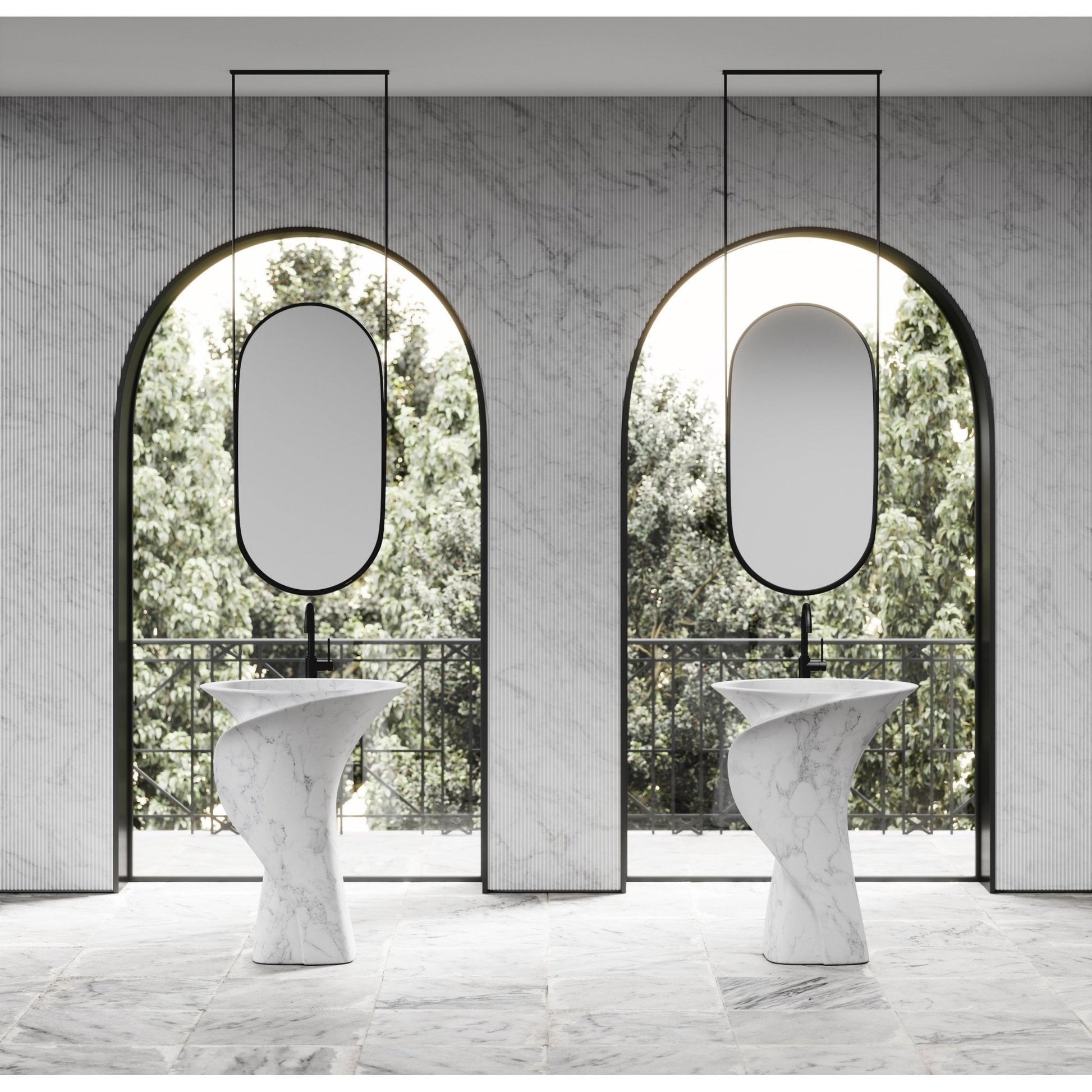 Canova Carrara Marble Pedestal Basin 700mm