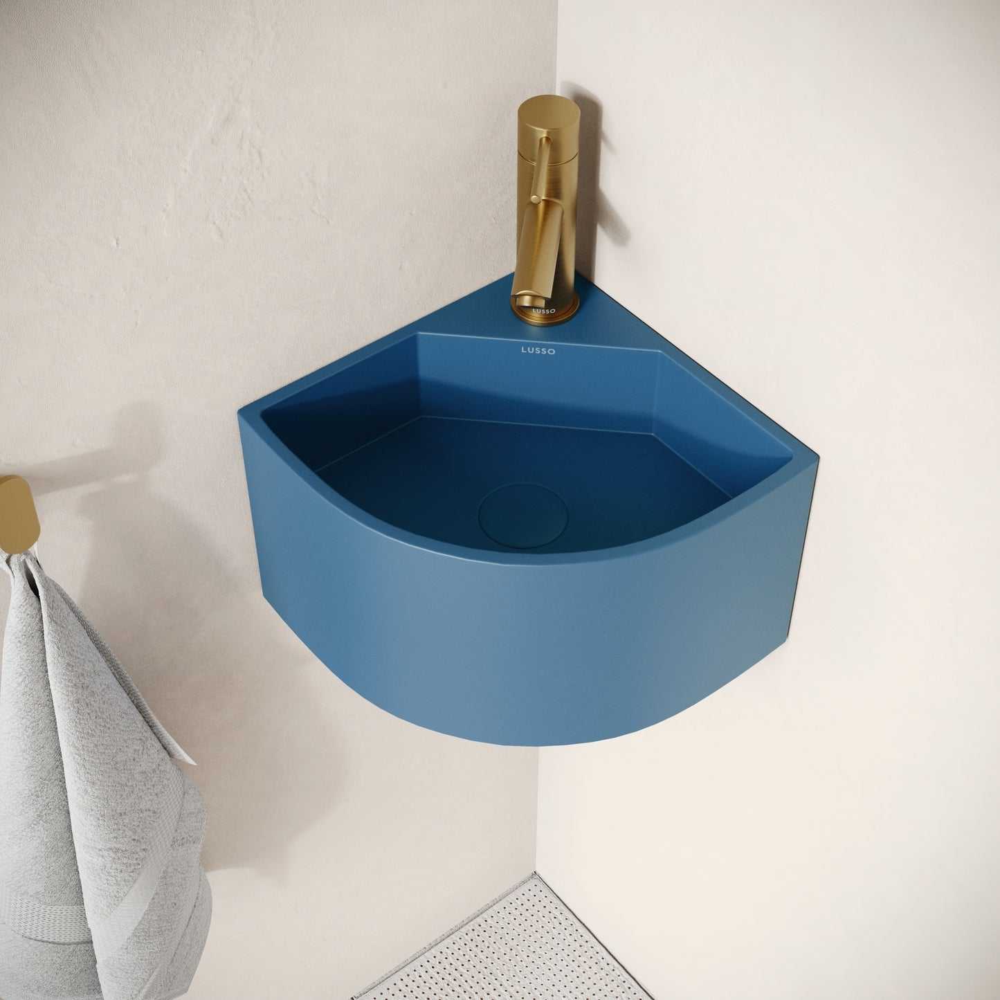 Cantiera Azure Concrete Wall Hung Corner Basin 300mm