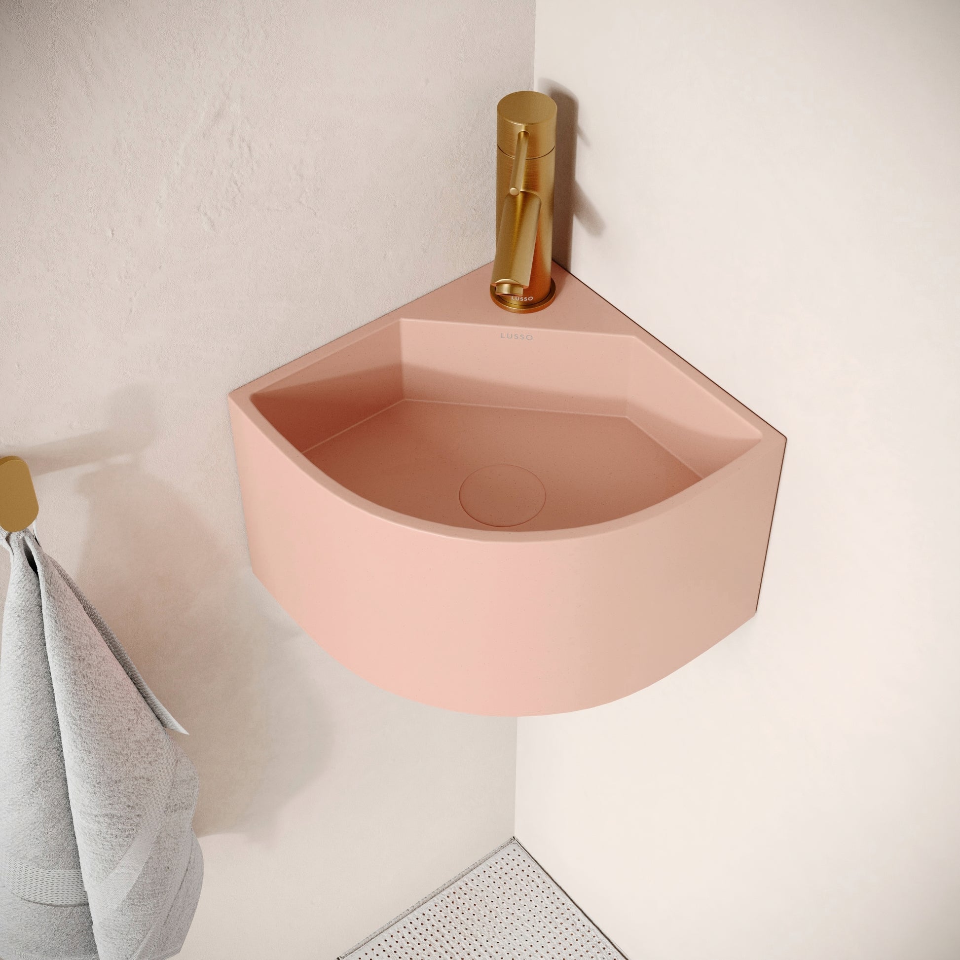 Cantiera Blush Concrete Wall Hung Corner Basin 300mm