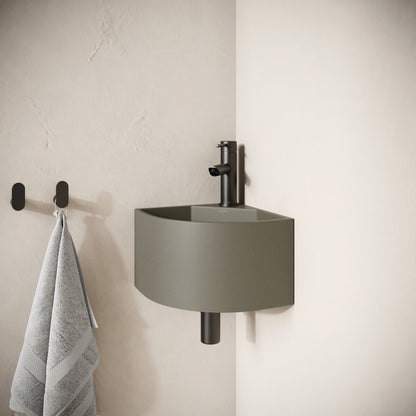 Cantiera Oyster Concrete Wall Hung Corner Basin 300mm