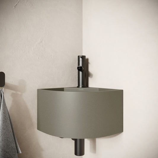 Cantiera Oyster Concrete Wall Hung Corner Basin 300mm