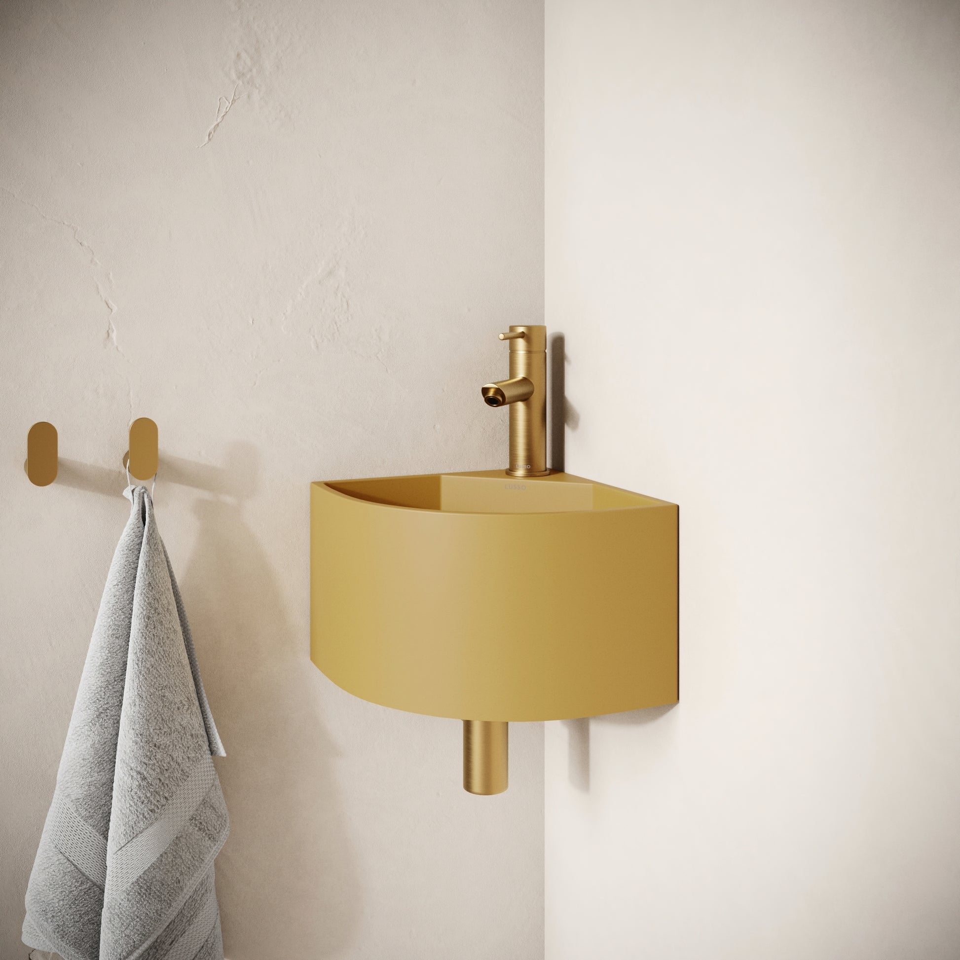 Cantiera Saffron Concrete Wall Hung Corner Basin 300mm