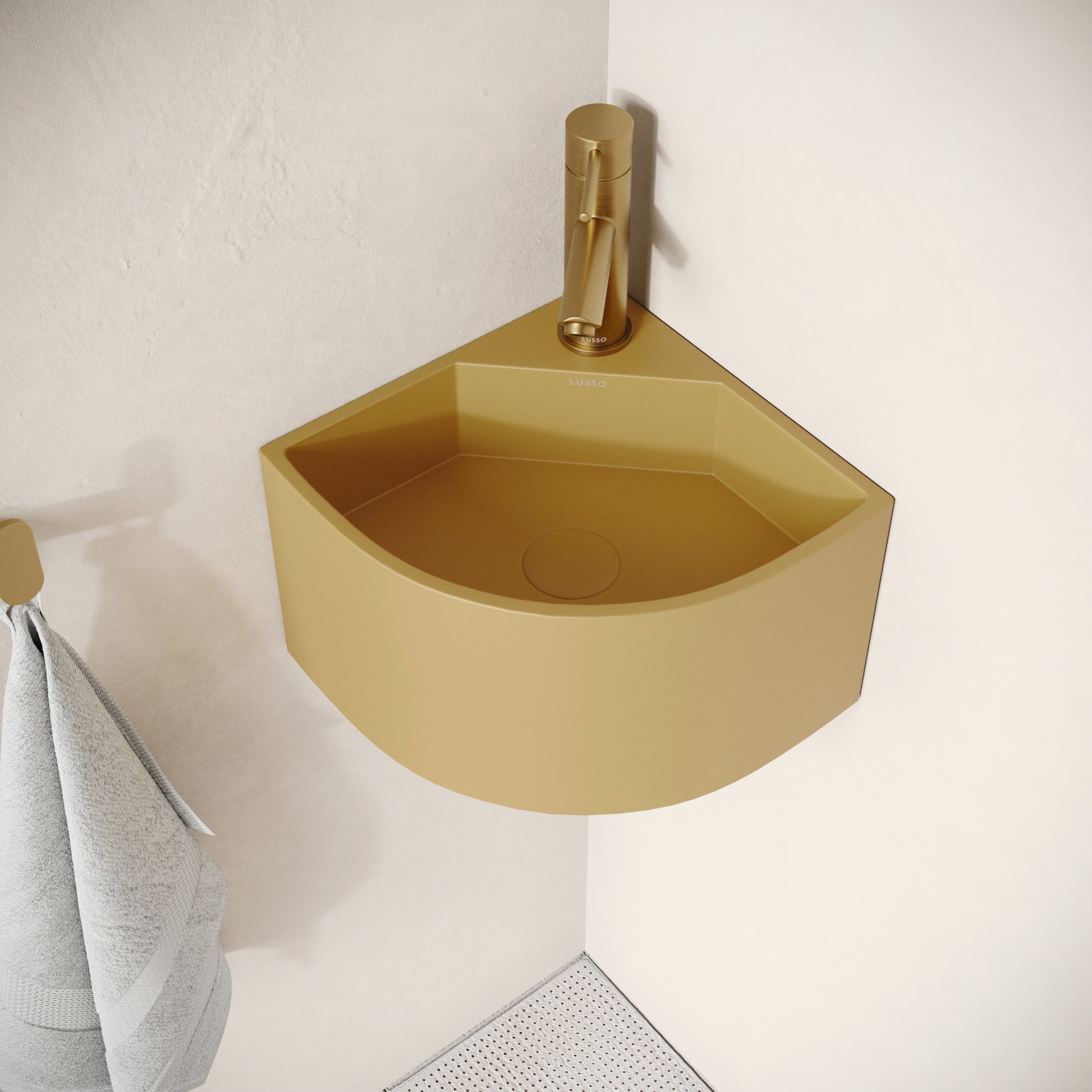 Cantiera Saffron Concrete Wall Hung Corner Basin 300mm