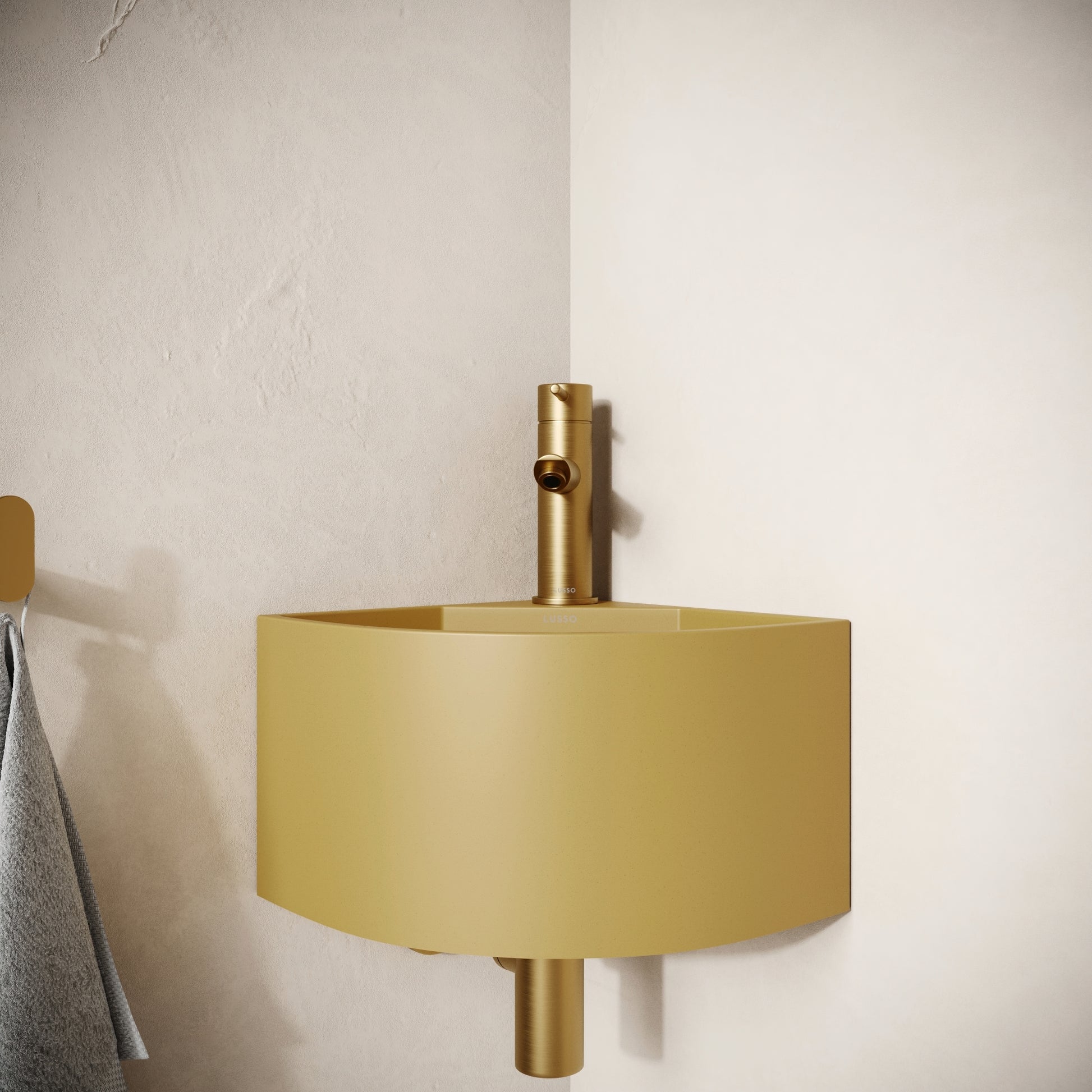 Cantiera Saffron Concrete Wall Hung Corner Basin 300mm