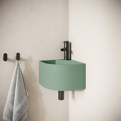 Cantiera Seafoam Concrete Wall Hung Corner Basin 300mm