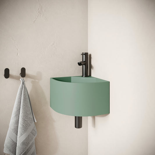Cantiera Seafoam Concrete Wall Hung Corner Basin 300mm