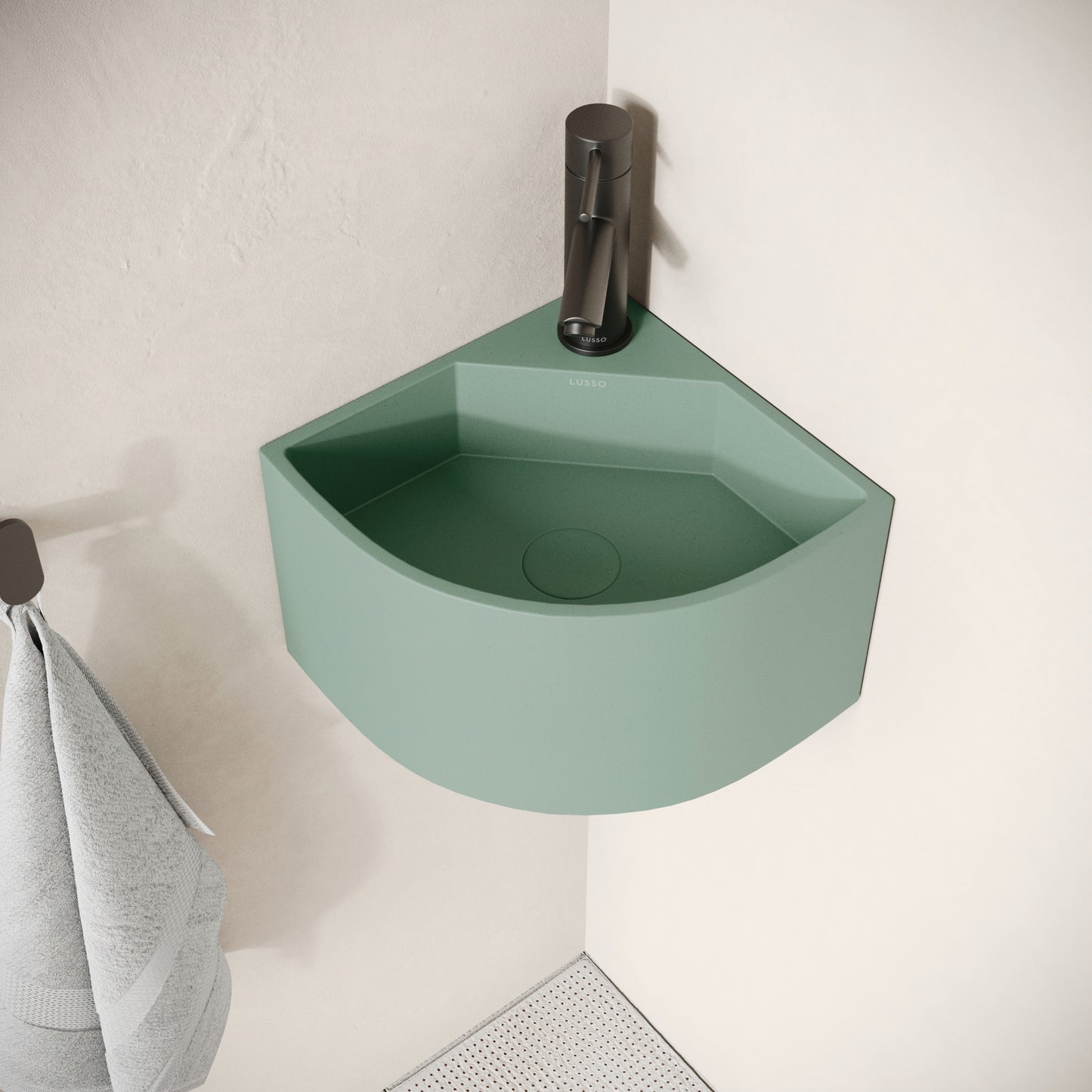 Cantiera Seafoam Concrete Wall Hung Corner Basin 300mm