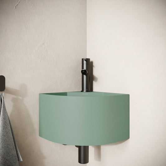 Cantiera Seafoam Concrete Wall Hung Corner Basin 300mm