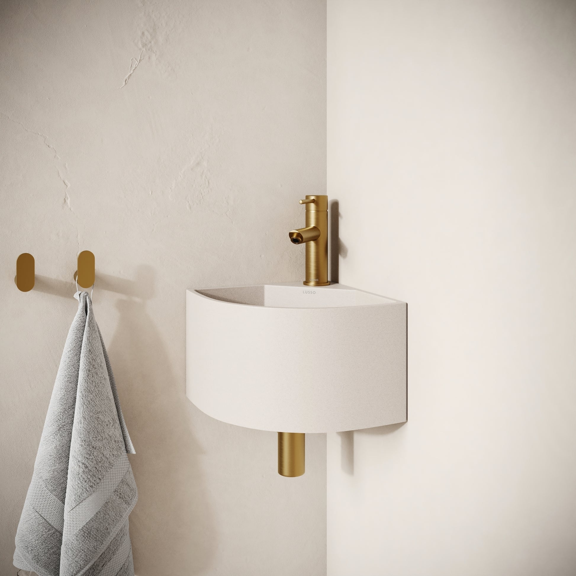 Cantiera Shore Concrete Wall Hung Corner Basin 300mm