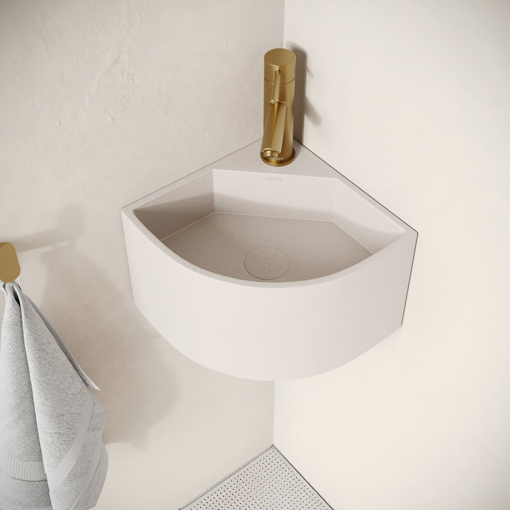 Cantiera Shore Concrete Wall Hung Corner Basin 300mm