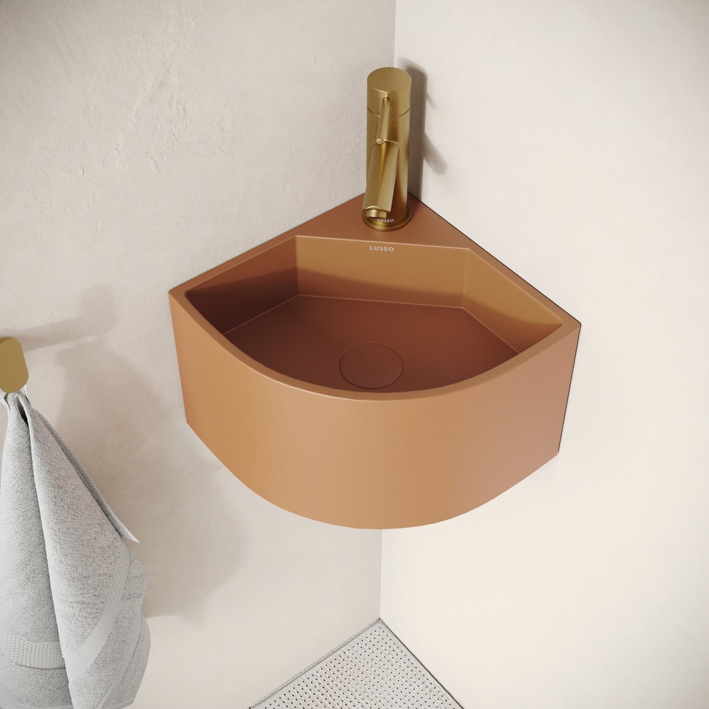 Cantiera Sienna Concrete Wall Hung Corner Basin 300mm