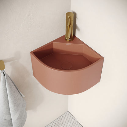 Cantiera Terracotta Concrete Wall Hung Corner Basin 300mm