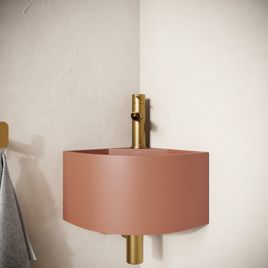 Cantiera Terracotta Concrete Wall Hung Corner Basin 300mm