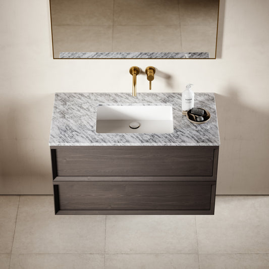 Capri Grey Oak Carrara Marble Vanity Unit 1000mm