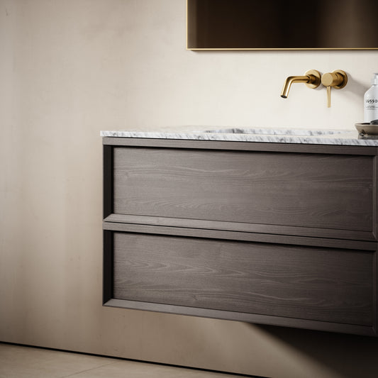 Capri Grey Oak Carrara Marble Vanity Unit 1000mm