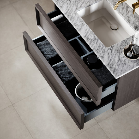 Capri Grey Oak Carrara Marble Vanity Unit 1000mm