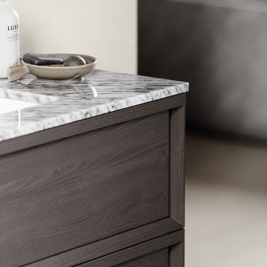 Capri Grey Oak Carrara Marble Vanity Unit 1000mm