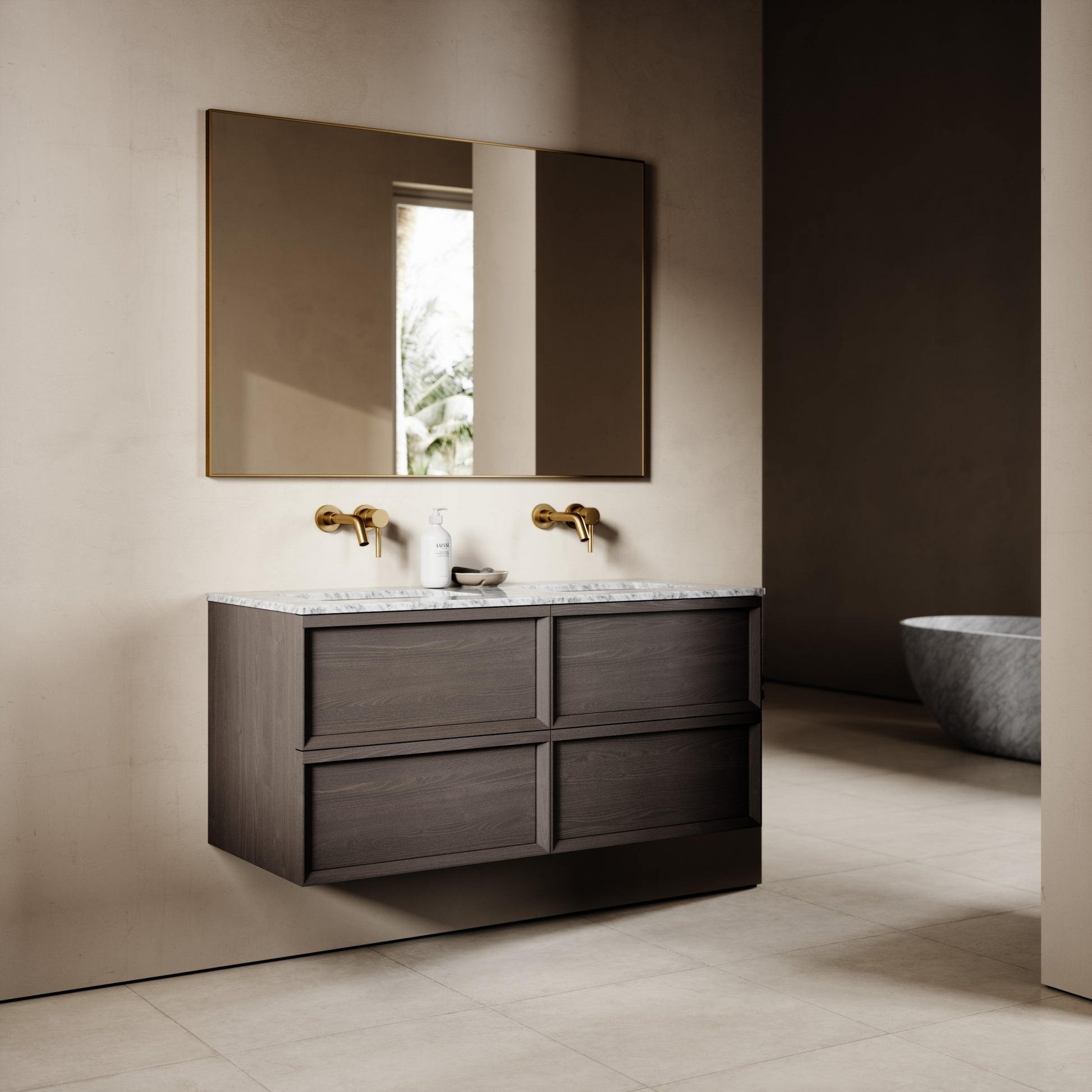Capri Grey Oak Carrara Marble Vanity Unit 1200mm