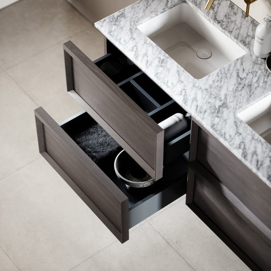 Capri Grey Oak Carrara Marble Vanity Unit 1200mm