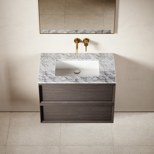 Capri Grey Oak Carrara Marble Vanity Unit 800mm