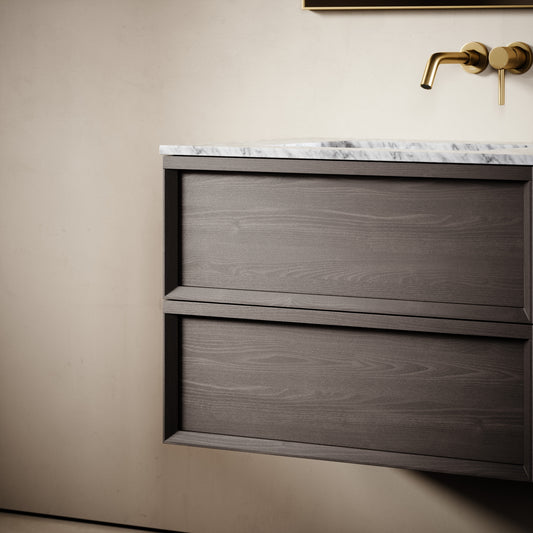 Capri Grey Oak Carrara Marble Vanity Unit 800mm