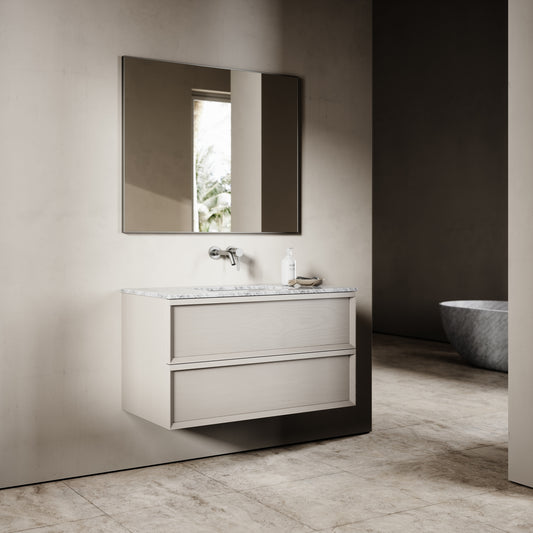 Capri Velvet Beige Carrara Marble Vanity Unit 1000mm