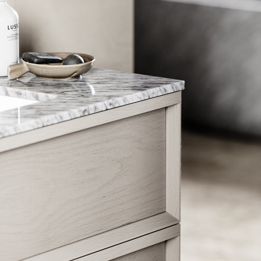 Capri Velvet Beige Carrara Marble Vanity Unit 1000mm