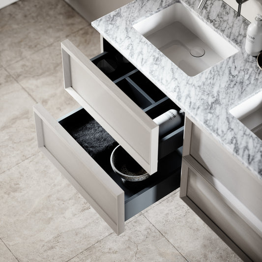 Capri Velvet Beige Carrara Marble Vanity Unit 1200mm