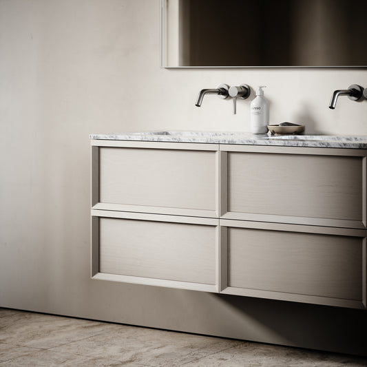 Capri Velvet Beige Carrara Marble Vanity Unit 1200mm