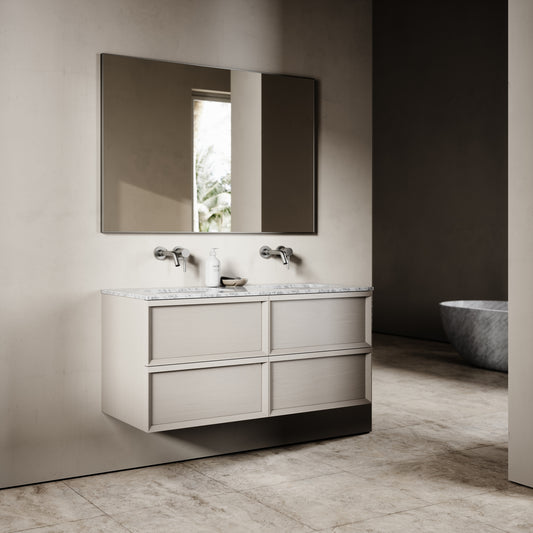 Capri Velvet Beige Carrara Marble Vanity Unit 1200mm