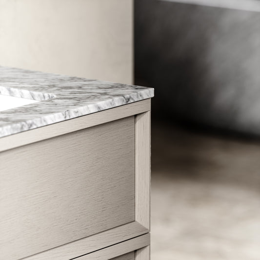 Capri Velvet Beige Carrara Marble Vanity Unit 800mm