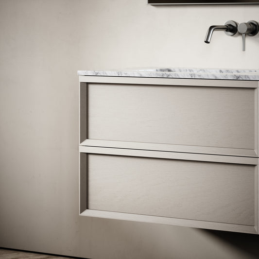 Capri Velvet Beige Carrara Marble Vanity Unit 800mm