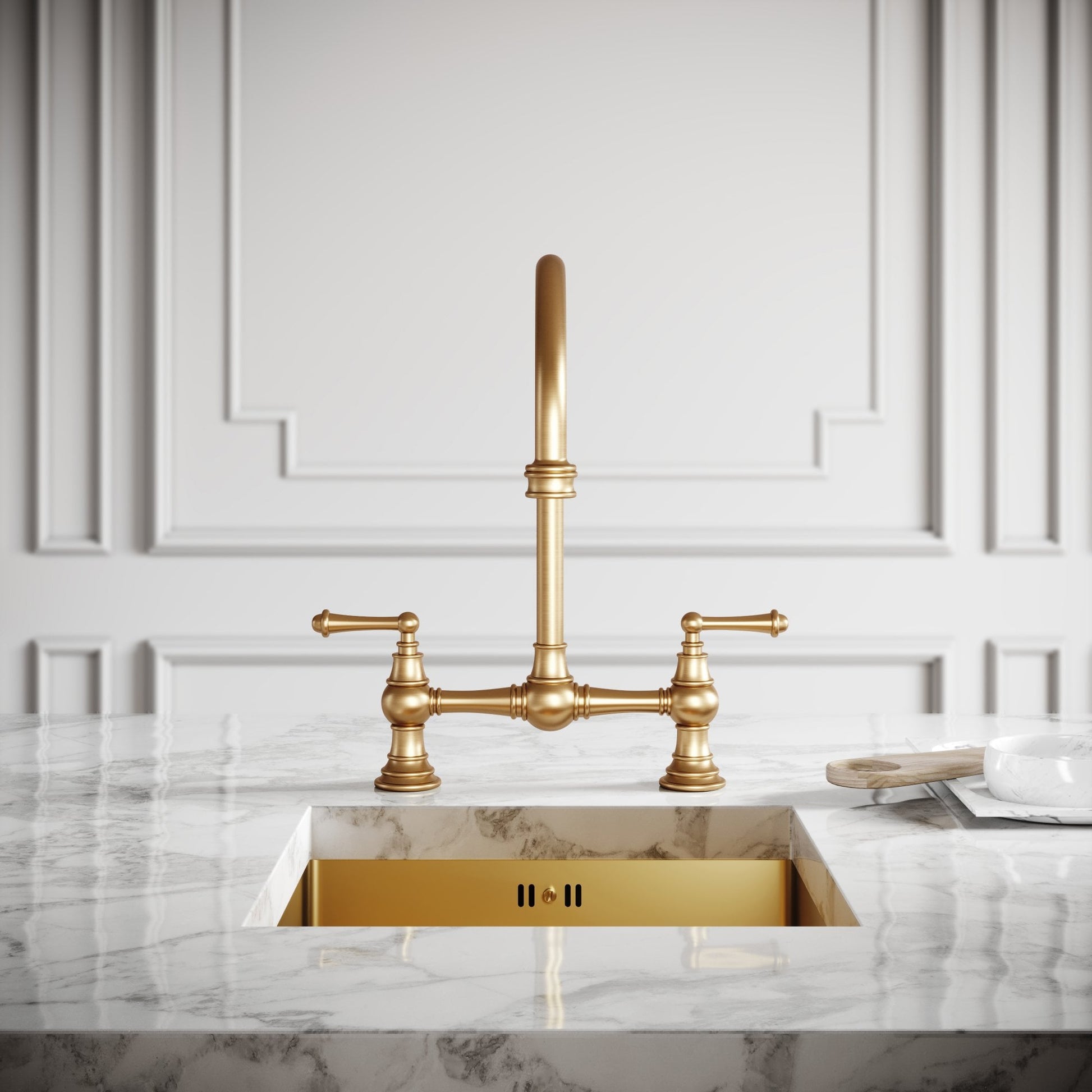 Celeste 2-hole Traditional Kitchen Tap Brushed Gold
