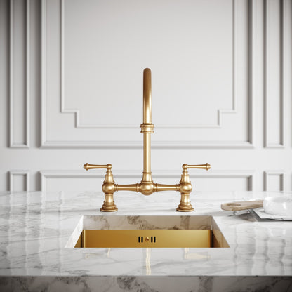 Celeste 2-hole Traditional Kitchen Tap Brushed Gold