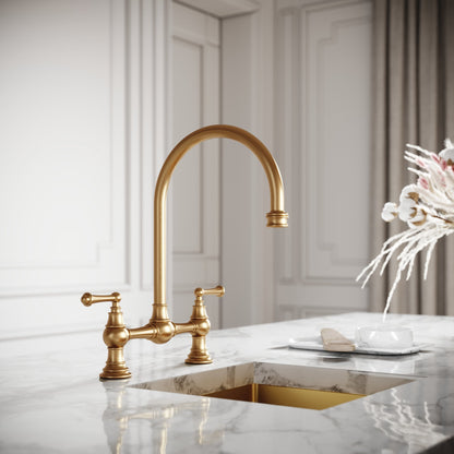 Celeste 2-hole Traditional Kitchen Tap Brushed Gold