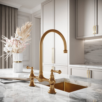 Celeste 2-hole Traditional Kitchen Tap Brushed Gold