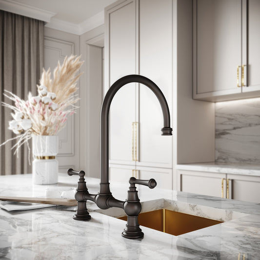 Celeste 2-Hole Traditional Kitchen Tap Deep Bronze