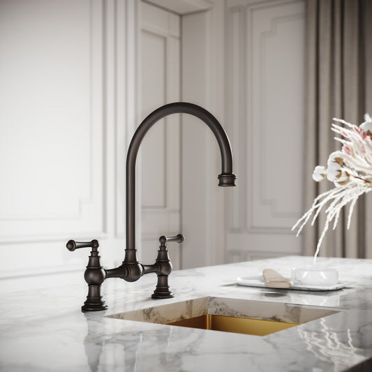 Celeste 2-Hole Traditional Kitchen Tap Deep Bronze